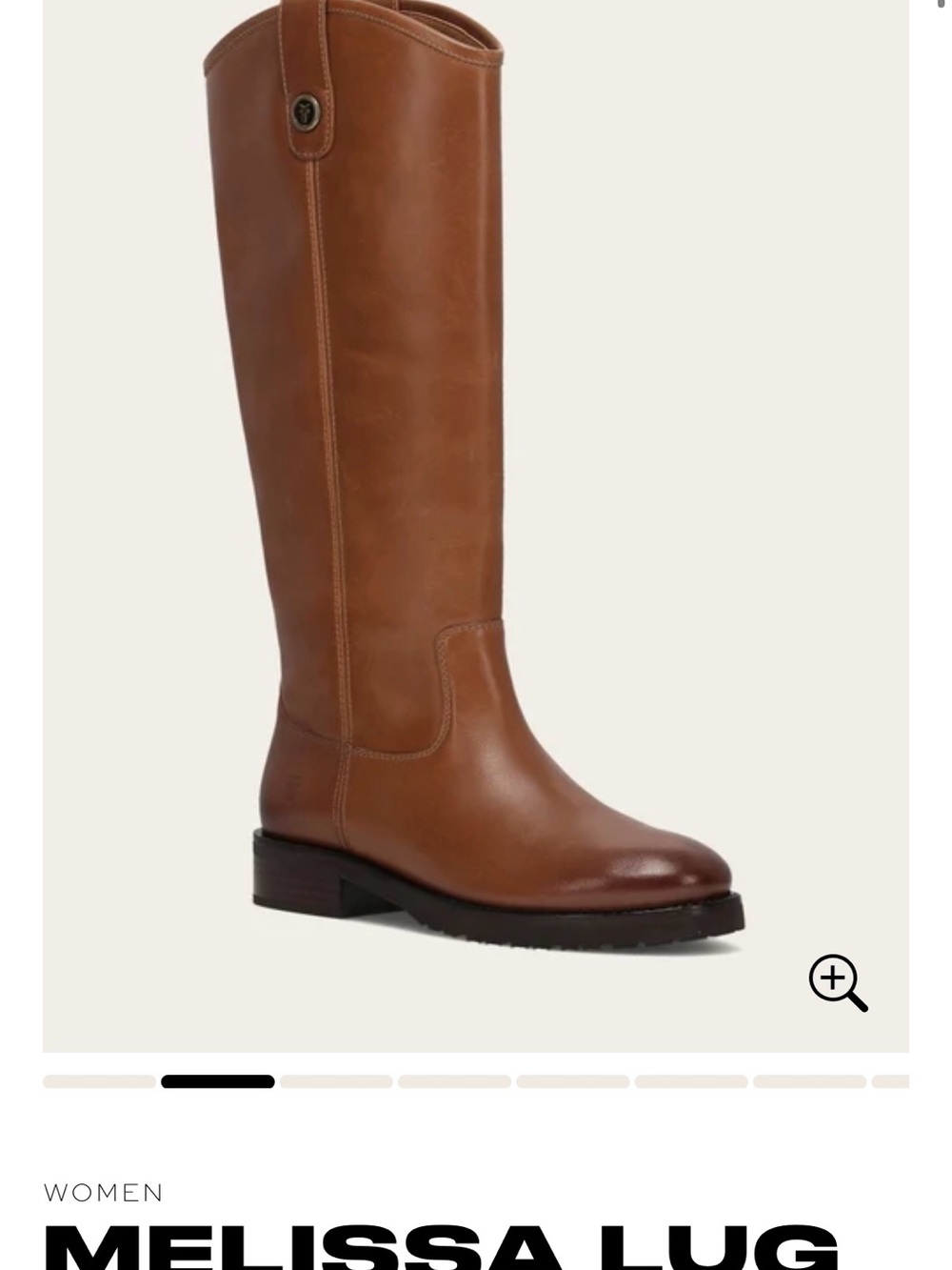 Frye Melissa Lug Leather Boots in Cognac Brown